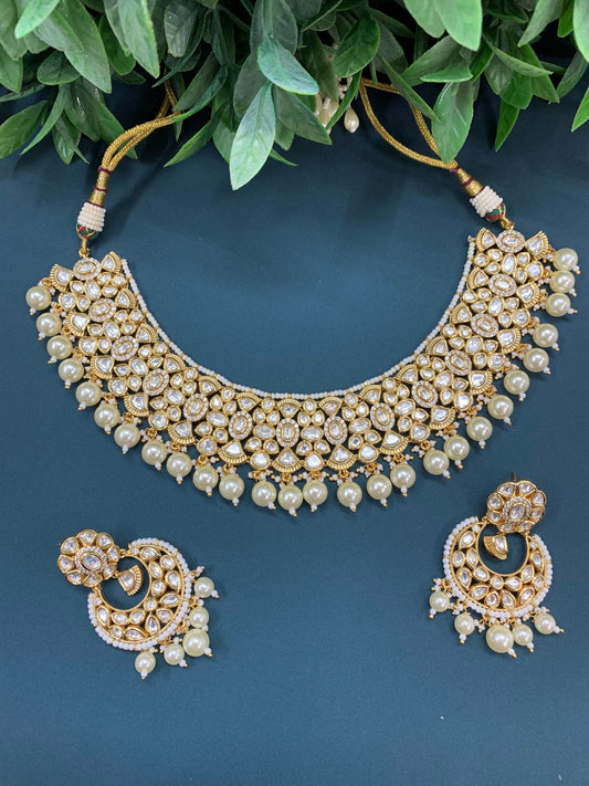 Gold plated tyanni kundan choker necklace