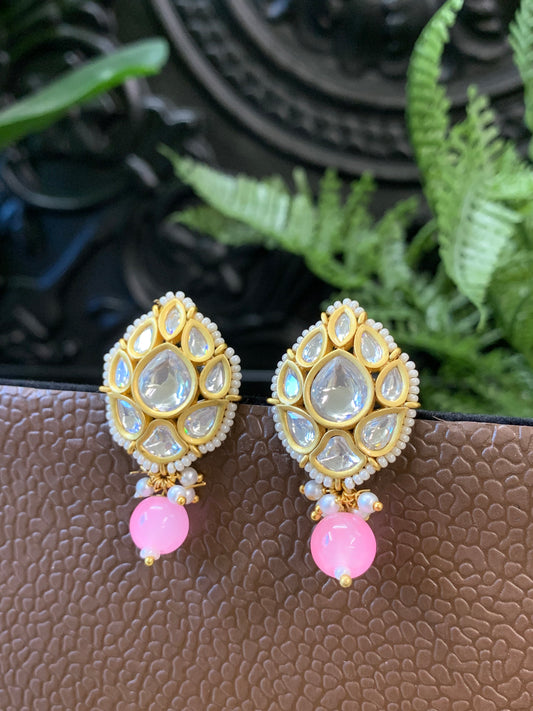 Mumu Tyaani Kundan stud earring pink