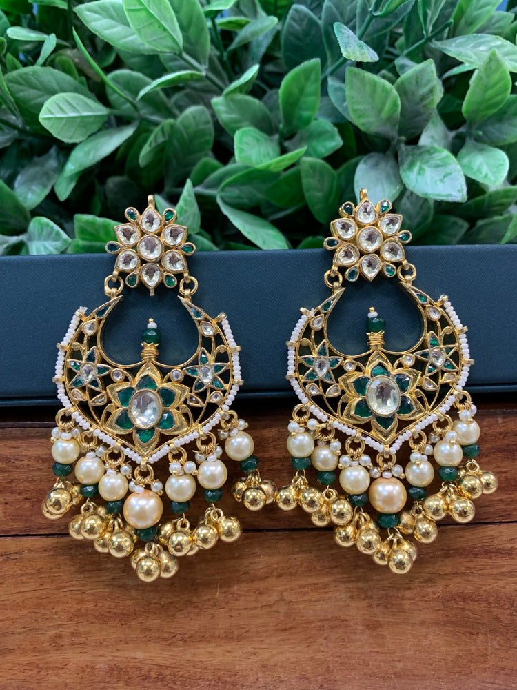 Ahmedabadi pachi Kundan chandbali earring gold