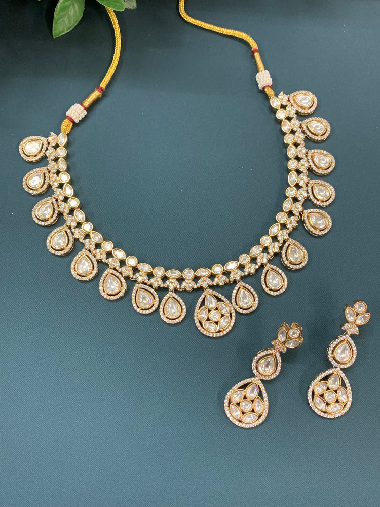 Ellen Tyaani kundan necklace set pink