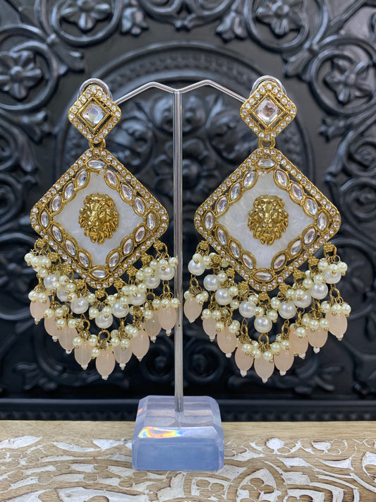 Amaya statement sabyasachi fashion earring tiger detail nude peach