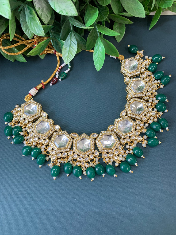 Anaya kundan choker / necklace emerald green