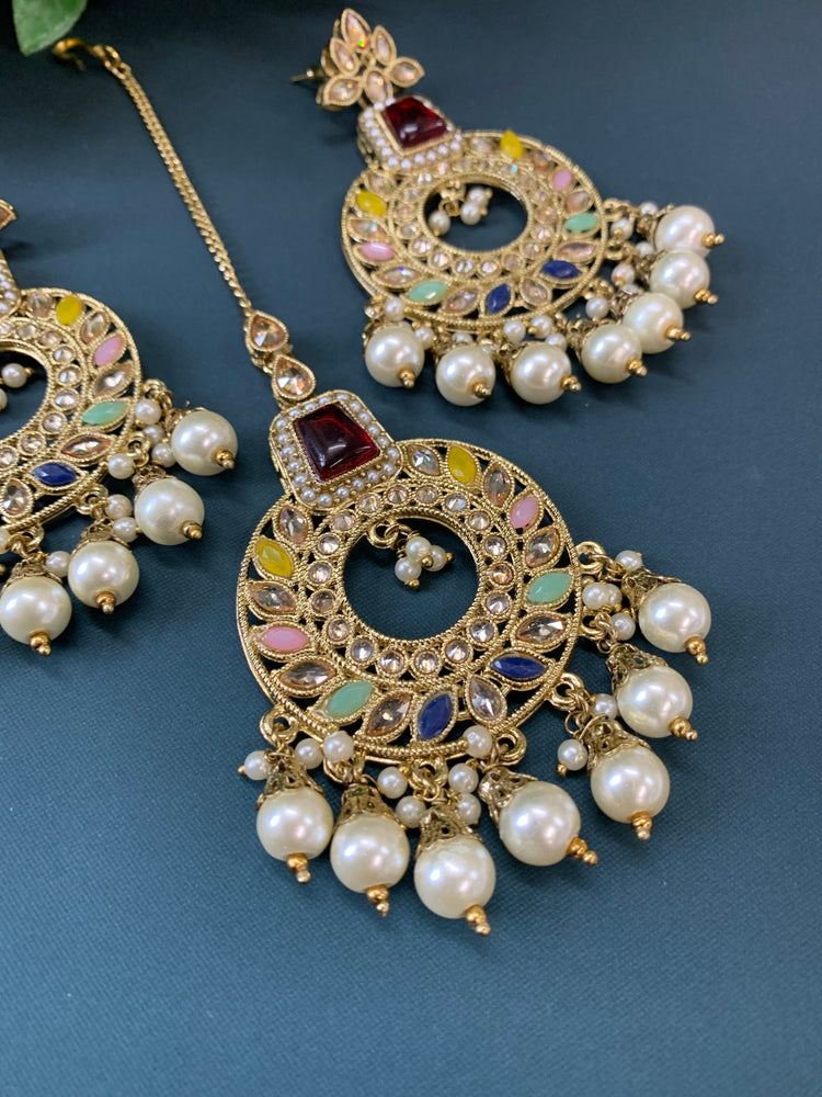 Alira tikka set polki earring tikka set multi