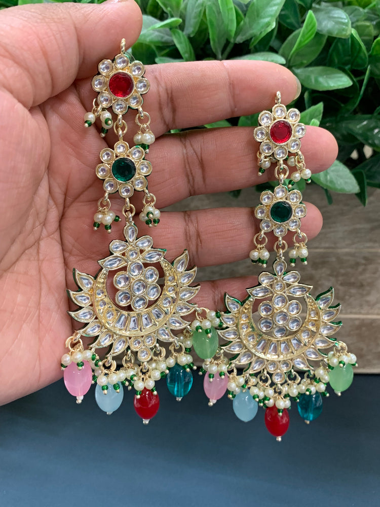 Aru kundan long statement earring multi