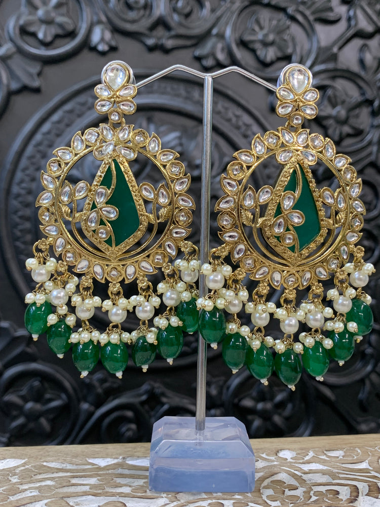 Amba kundan earring blush emerald green