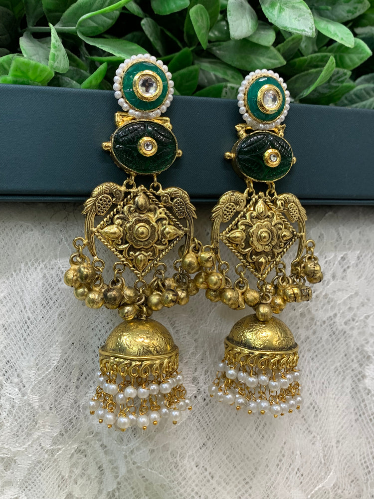 Gold plated silver replica jhumka earring