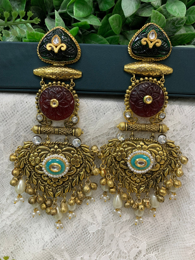 Gold plated chandbali long style earring