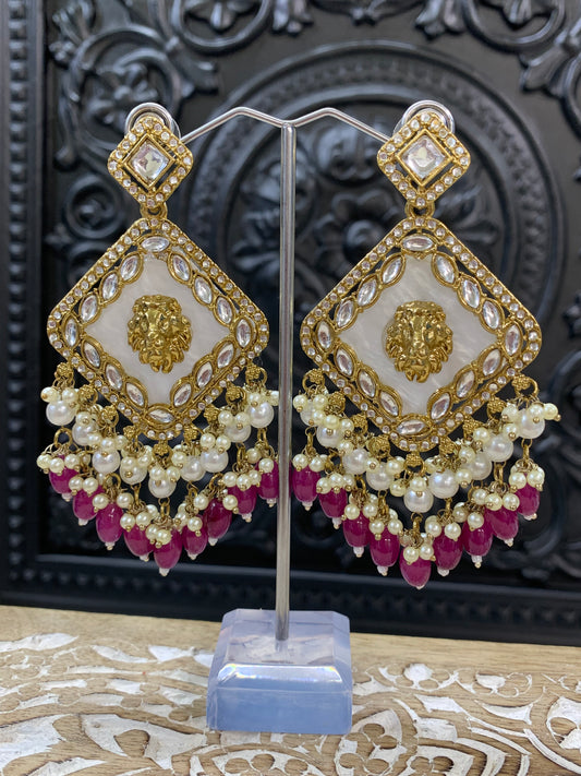 Amaya statement sabyasachi fashion earring tiger detail mauve