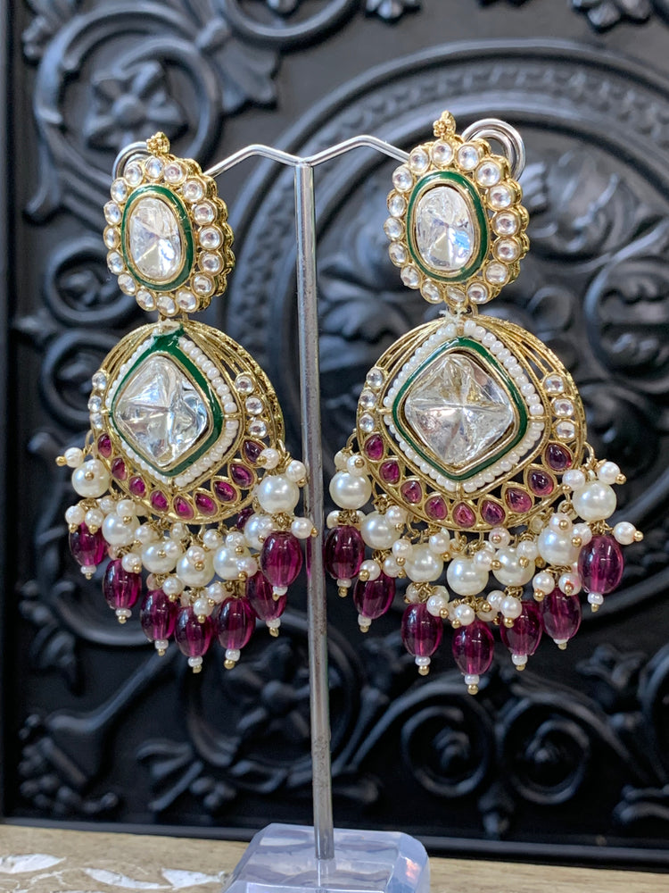 Kenny kundan fashion earring set purple