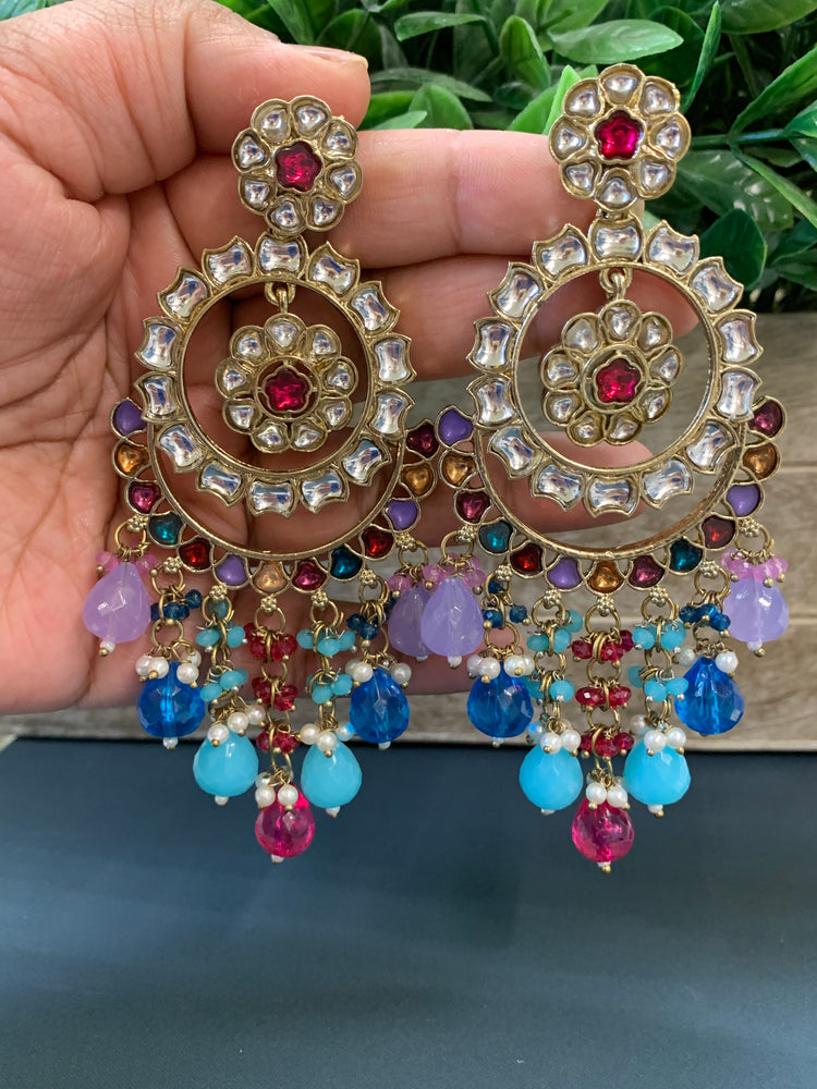 Barnavi Kundan earring crystal multi