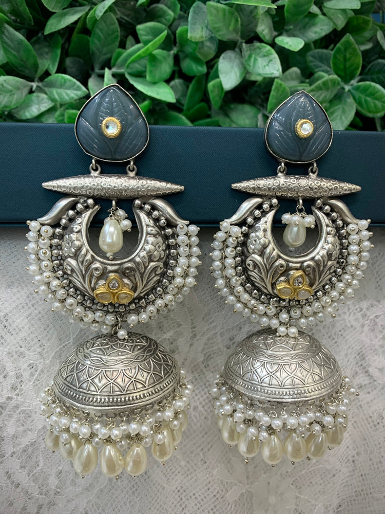 Silver oversize jhumka earring