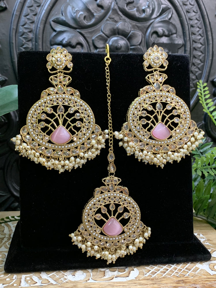 Kim reverse polki earring tikka monalisa pink