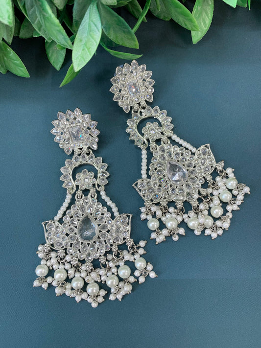 Abbu polki earring silver/white