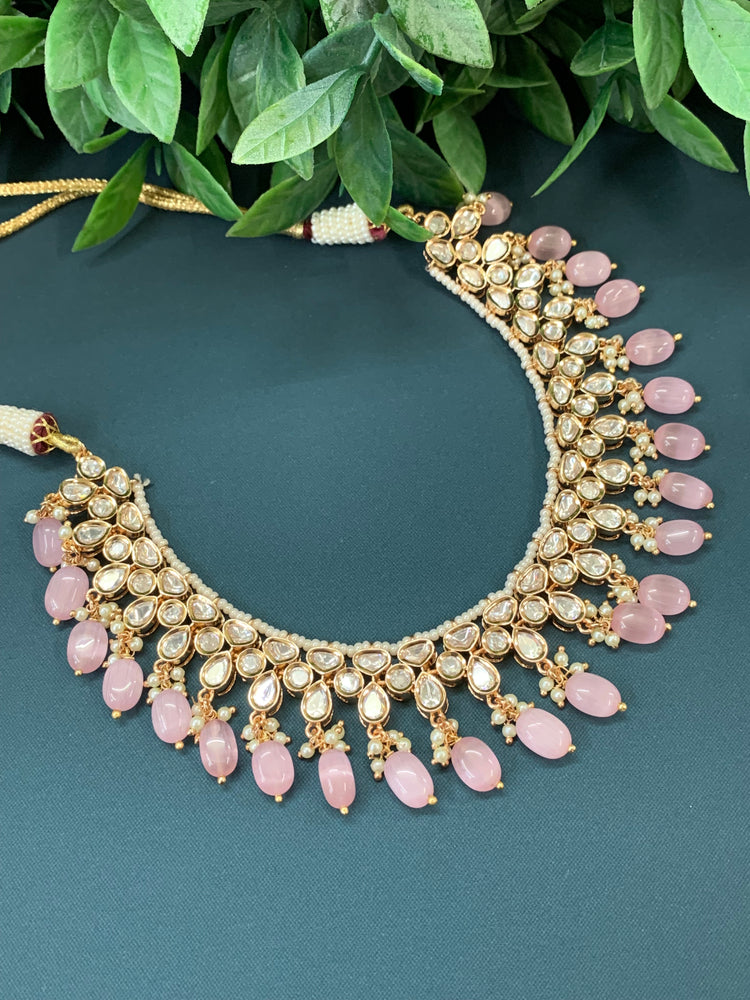 Victor tyaani kundan necklace pastel pink