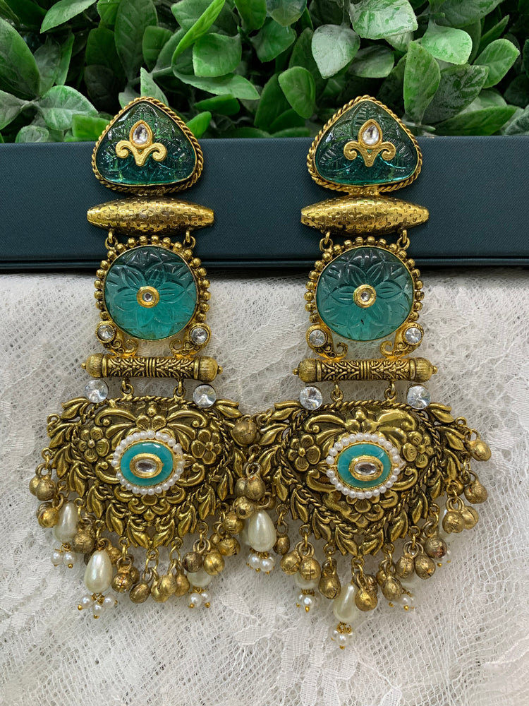 Gold plated chandbali long style earring