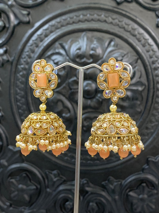 Maggi mini /chotu sa polki jhumki/ jhumka earring peach