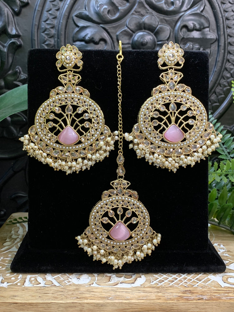 Kim reverse polki earring tikka monalisa pink