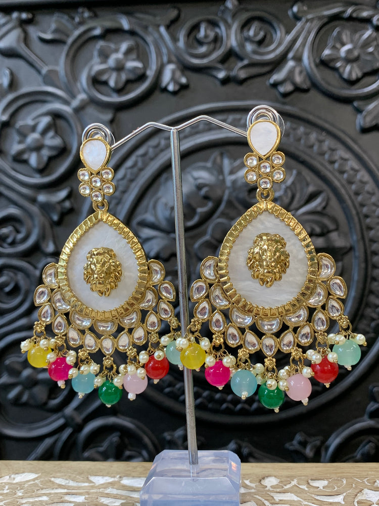 Sabyasachi inspired kundan earring tripti white pearl multi