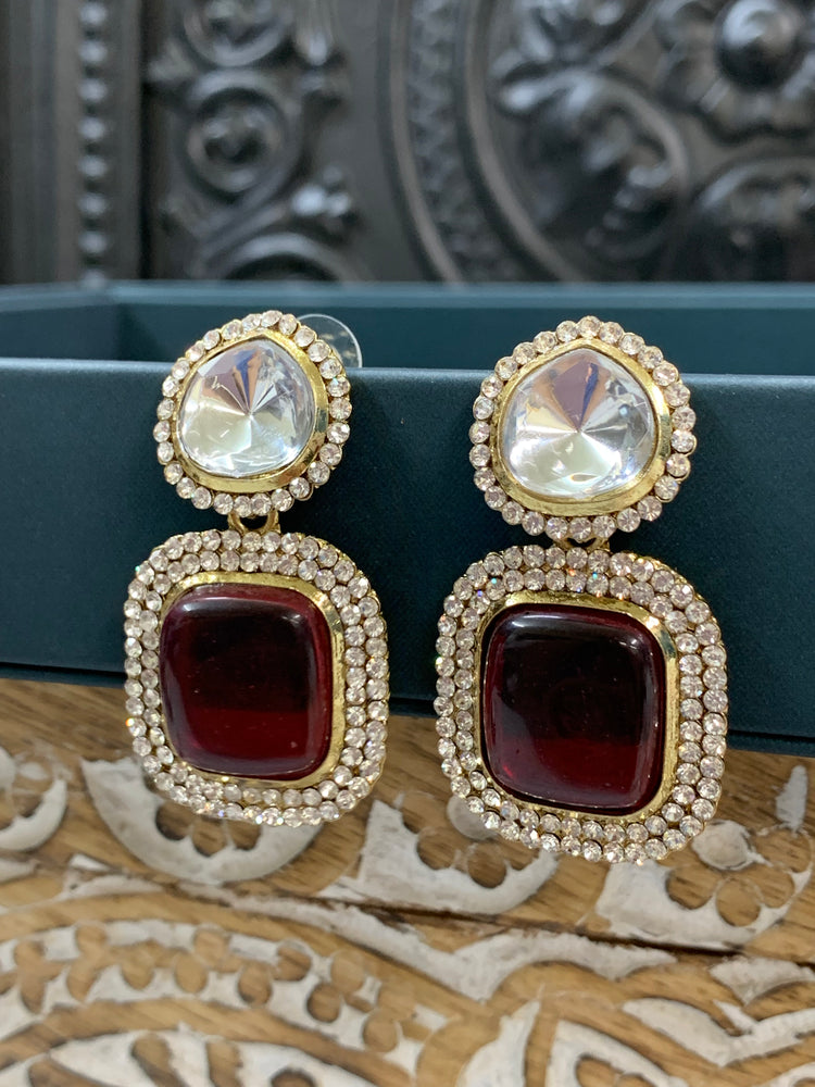 Ava uncut kundan earring red