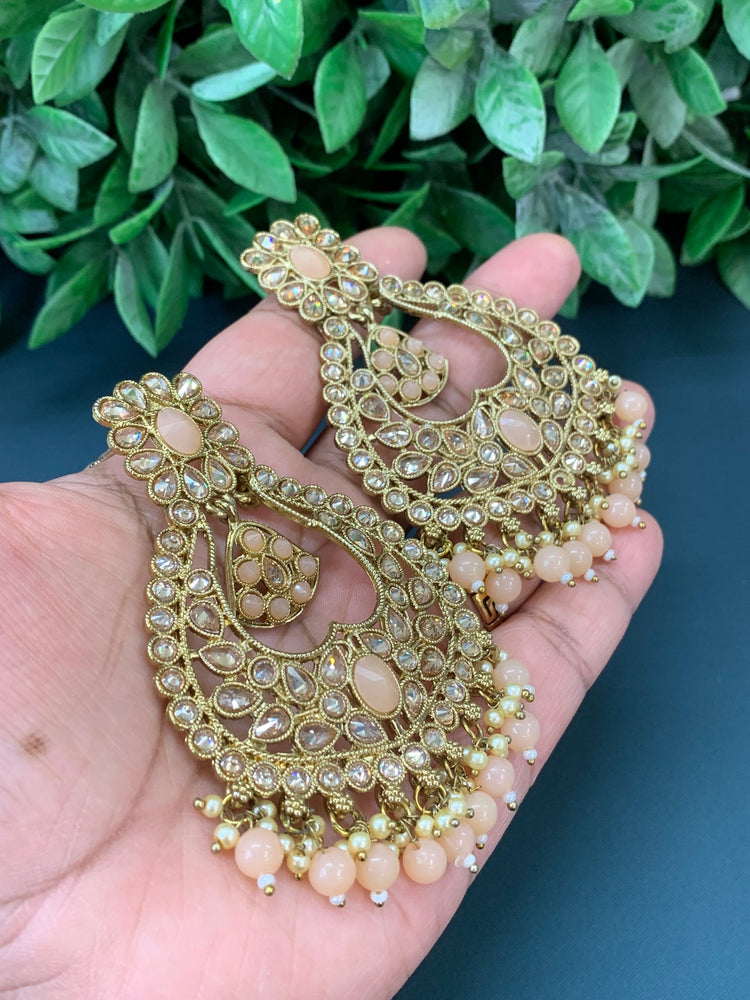 Doli polki Chandbali no tikka antique gold/peach