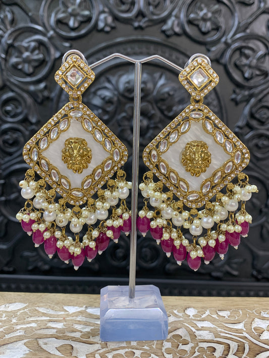 Amaya statement sabyasachi fashion earring tiger detail mauve