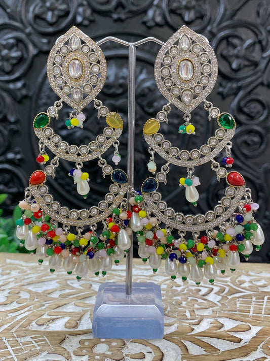 Lauren kundan triple layer chandbali earring multi