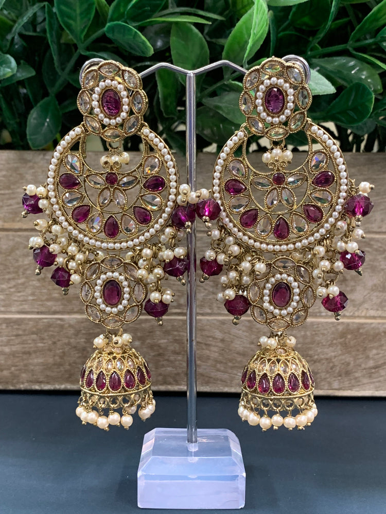 Pari polki long statement earring wine red/ cherry red