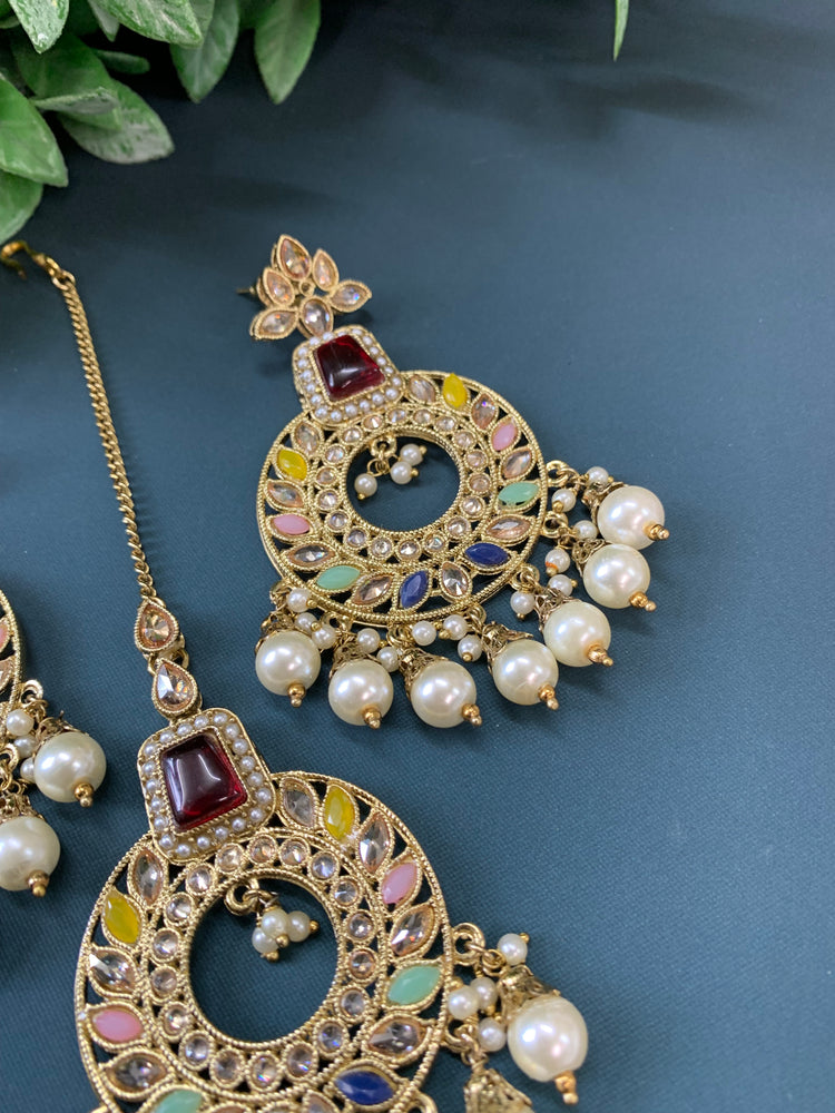 Alira tikka set polki earring tikka set multi