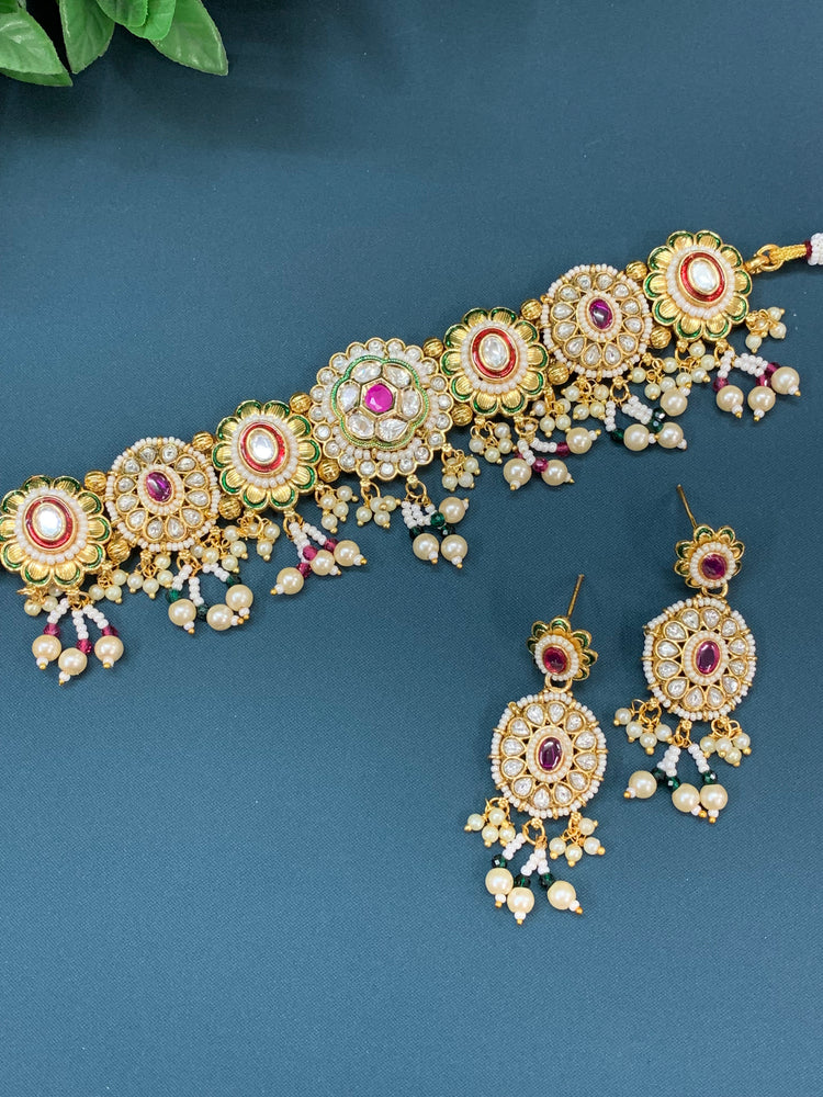 Jackie Tyanni kundan choker necklace with handpainted meena