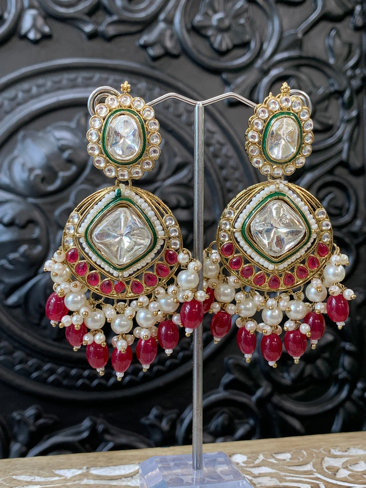 Kenny kundan fashion earring set magenta