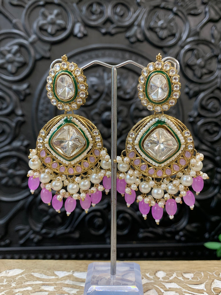 Kenny kundan fashion earring set lavender / lilac