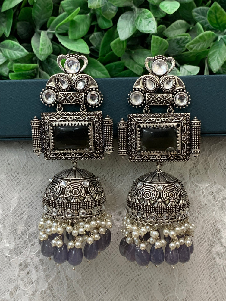 Silver oversize jhumka earring