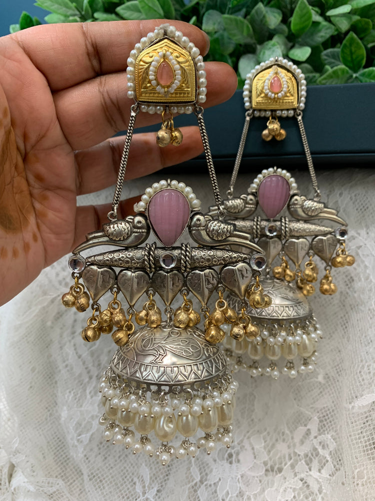 Silver oversize jhumka earring