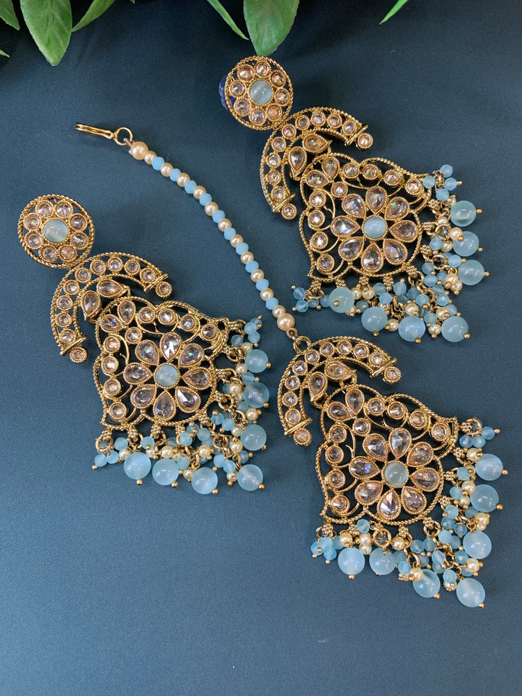 Enaya reverse popki tikka set chandbali style baby blue