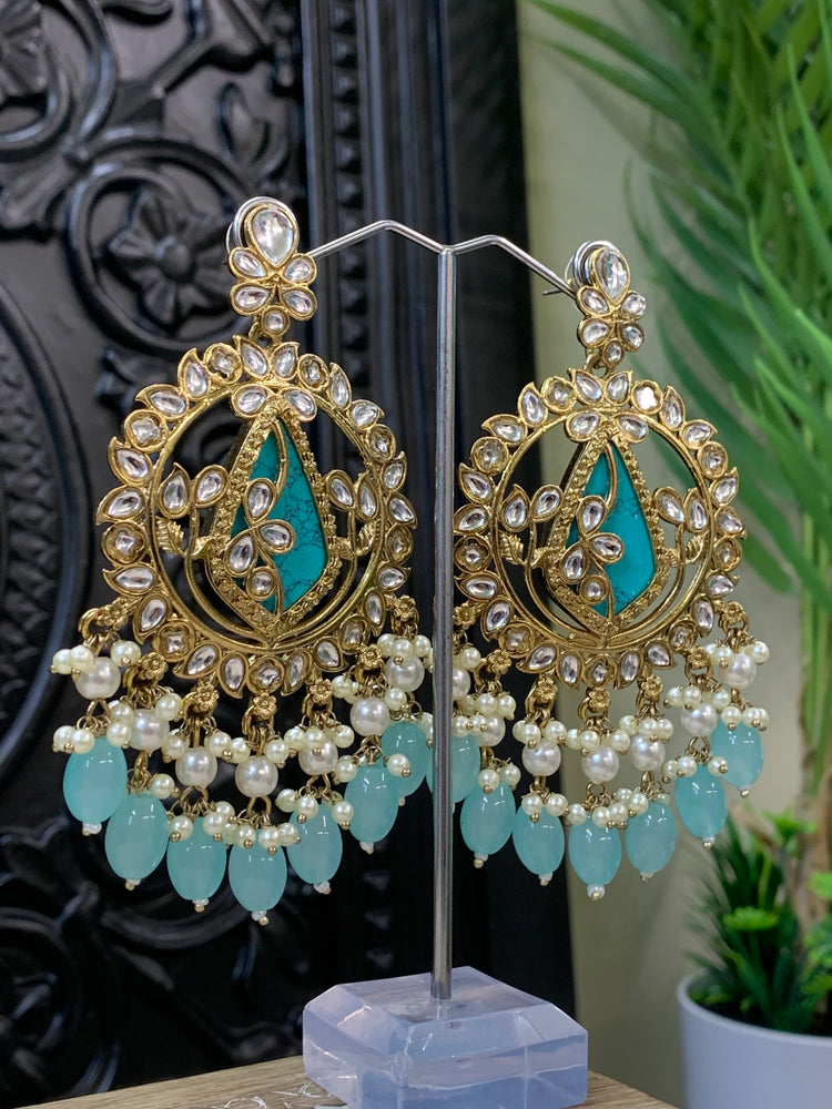 Amba kundan earring phirozi