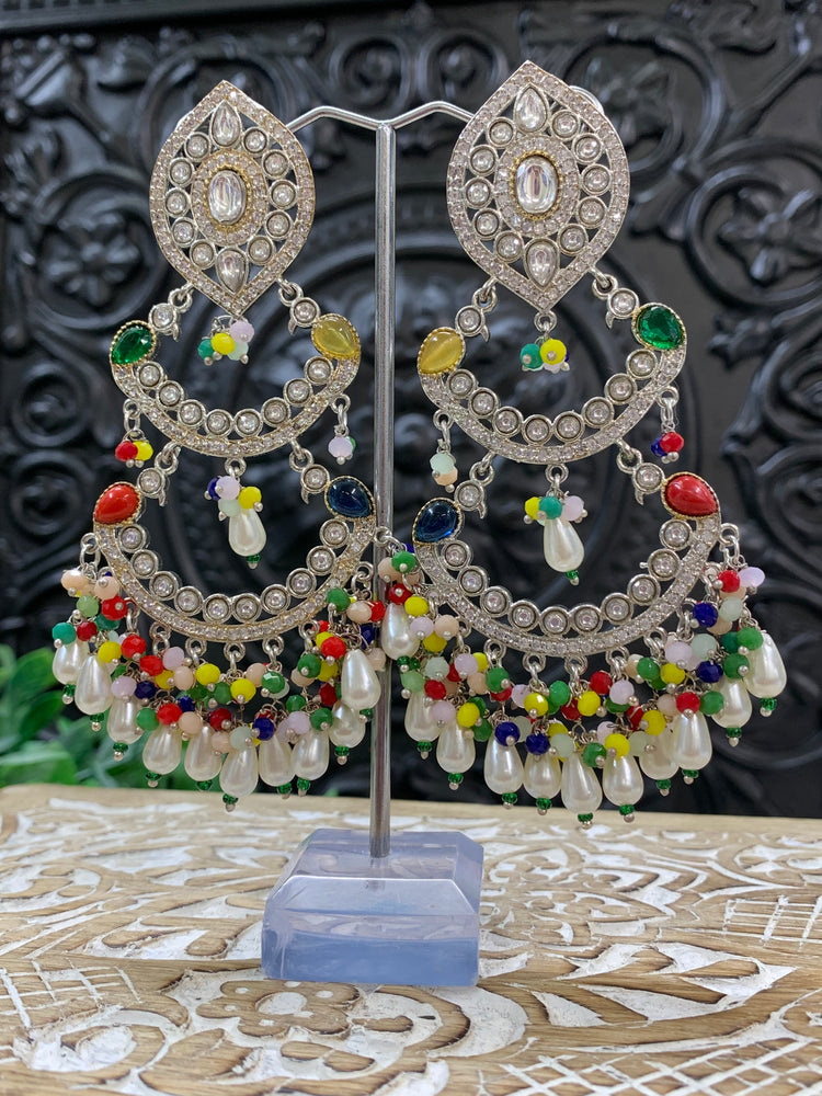 Lauren kundan triple layer chandbali earring multi