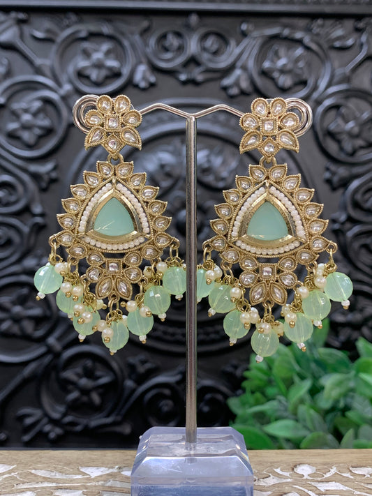 Avery small to medium kundan earring mint pistachio green