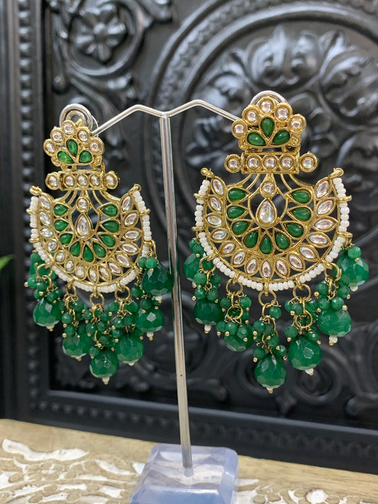 Sujal kundan earring emerald green