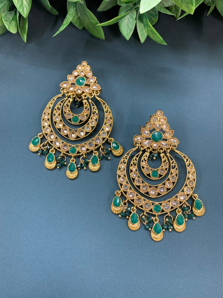 Bonnie polki chandbali earring antique/navy blue