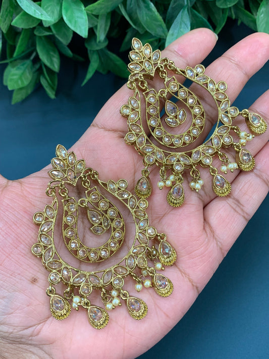 Bonnie polki chandbali earring antique gold