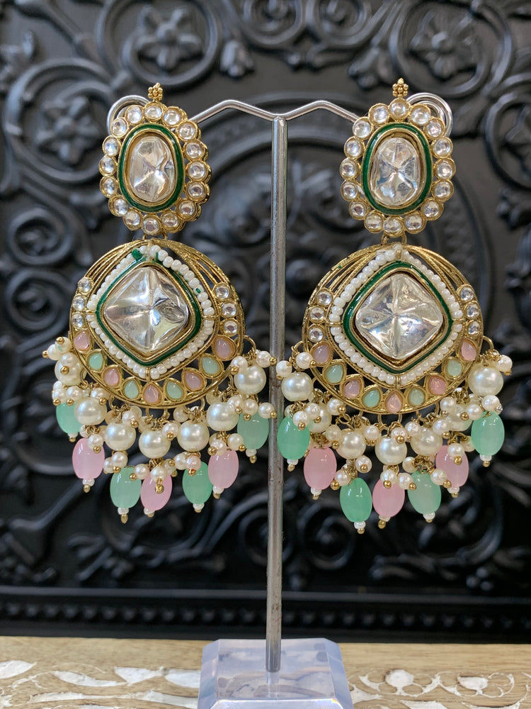 Kenny kundan fashion earring set pastel multi