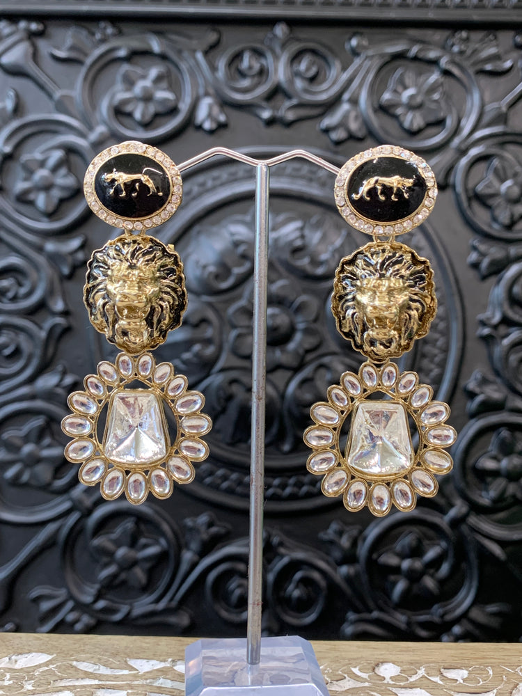 Sabyasachi inspired kundan earring black and gold