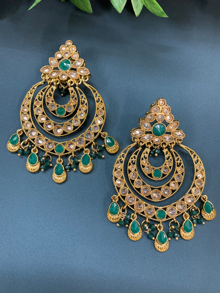 Bonnie polki chandbali earring antique/navy blue