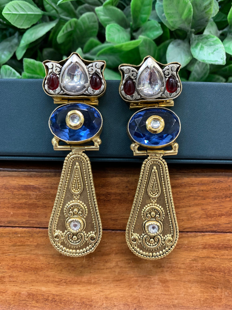 Haya Silver replica earring red and blue