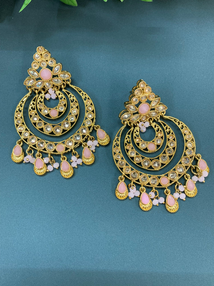 Bonnie polki chandbali earring antique/pink