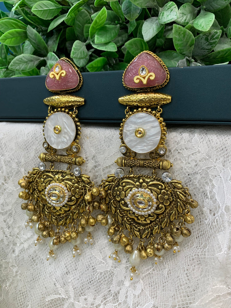 Gold plated chandbali long style earring