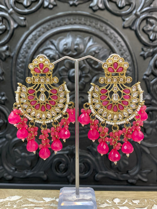 Sujal kundan earring hot pink / magenta