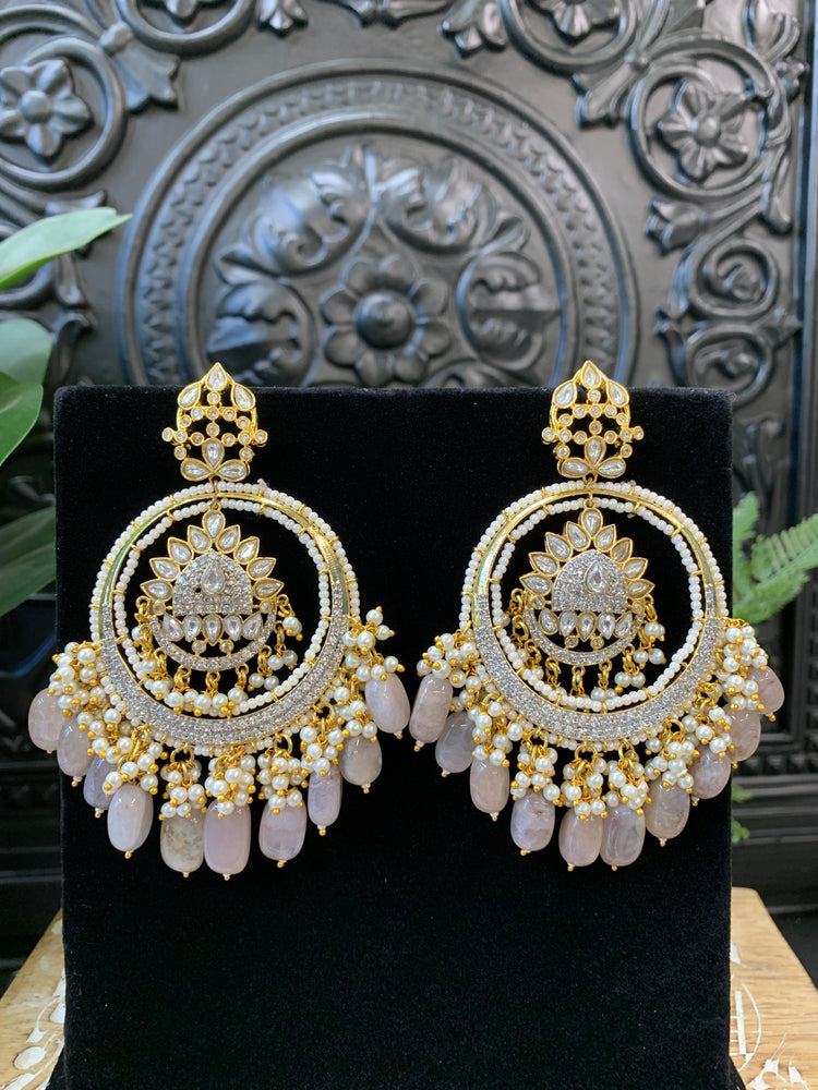 Aysha Tyaani kundan Chandbali earring ash grey