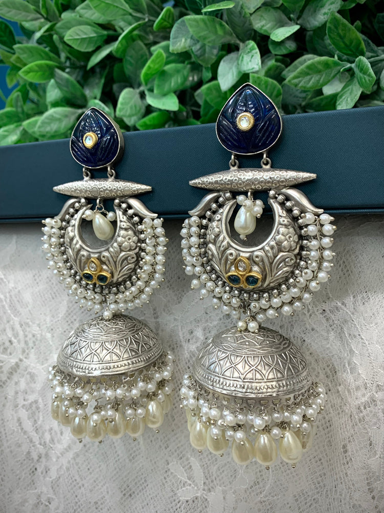 Silver oversize jhumka earring