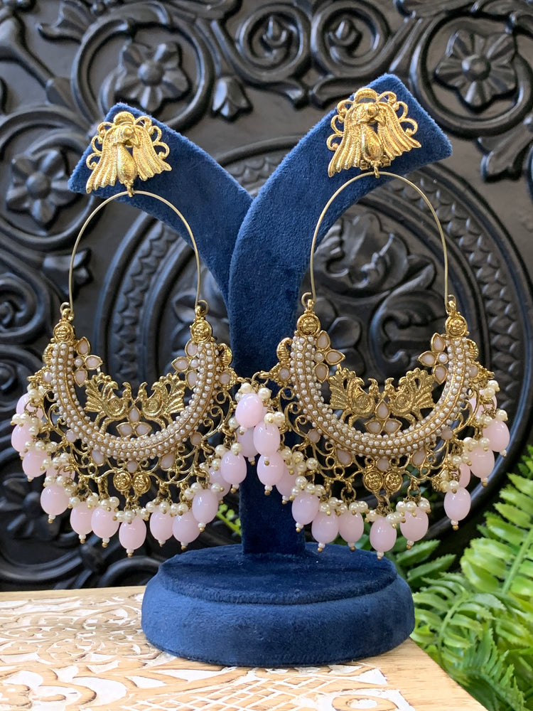 Sue fashion statement Chandbali earring blush pink